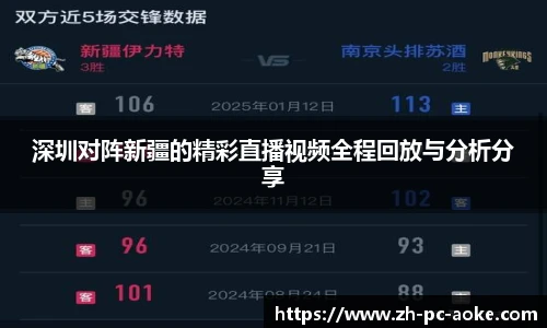 深圳对阵新疆的精彩直播视频全程回放与分析分享
